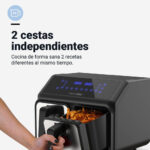 FREIDORA SIN ACEITE UNIVERSAL B DOBLE 4+4 INOX/NEGRA - Imagen 2
