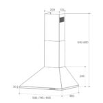 CAMPANA PIRAMIDAL TAURUS 60 CM INOX 650 M3 - Imagen 2